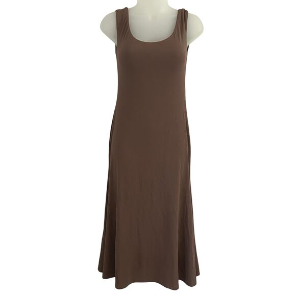 OGL Dresses & Skirts - OGL Women's Scoop Neck Low Back Brami Midi Dress Padded Brown S Small New